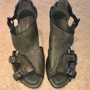 Alexander Wang Dark Green Leather Wedges